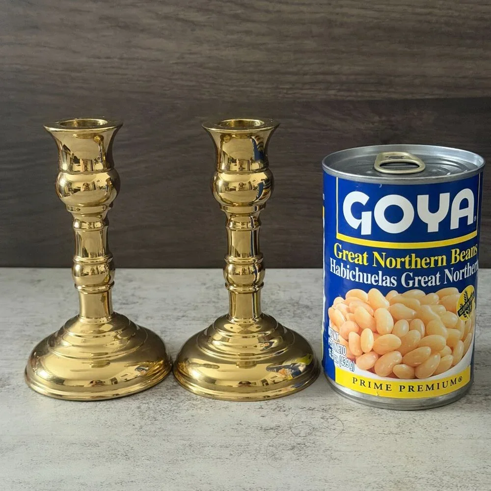 Vintage Virginia Metalcrafters Brass Single Taper Candlesticks Set of Two 5.25